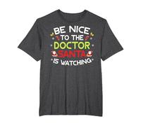 Be Nice to The Doctor Santa is Watching Ugly Sweater Xmas T-Shirt, Herren Große Größen, Anthrazit Meliert, 6X Tall