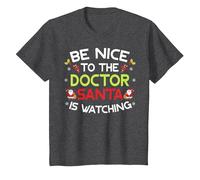 Be Nice to The Doctor Santa is Watching Ugly Sweater Xmas T-Shirt, Kinder, Anthrazit Meliert, 92