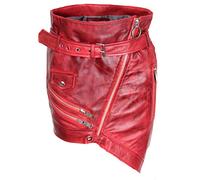 Be Noble Lederrock ECHT-Leder - rot mit Reißverschlüssen (S)