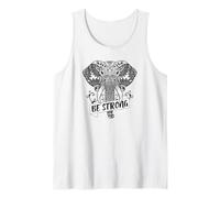 Be Strong Yoga Elephant Retro Floral Mandala Yoga Lover Gift Tank Top