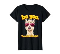 Be You The World Will Adjust Llama Sunglasses Preisgünstiges Grafik-T-Shirt, Damen, Schwarz, M
