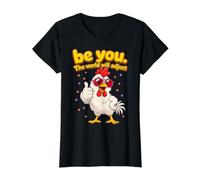 Be You The World Will Adjust Quirky Chicken Preisgünstiges Grafik-T-Shirt, Damen, Schwarz, XS