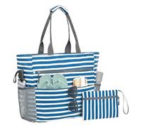 Beach Bag, Market Waterproof Grocery Picnic Tote, Polyester Material, Sandproof Organizer, Foldable Pouch for Boat, Water Bottles, Pool, Sunglasses, Travel, Women, Trip, Vacation, 42x39x15cm