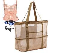 Beach Bag With Zipper - Oversized Tote, Sand Proof Organizer, Waterproof Carry Net, Multi Compartment Holder | Outdoor Use for Seaside Vacation Poolside Picnic Camping Travel Storage Of Clothes Towels
