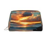 Beach Maui Hawaii Sunset Leder Handheld Reißverschluss Make-up Tasche Aufbewahrungstasche Tragbare Lippenstifttasche Kulturbeutel, weiß, Einheitsgröße