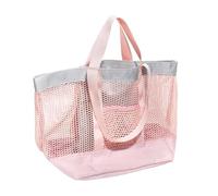 Beach Tote Bag - Mesh Pocket Carryall for Summer Travel | Polyester Sand Resistant Shopper with Zipper Compartment, Large Capacity Storage Organizer for Pool Vacation Gym Camping Outdoor Trips