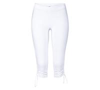 Caprileggings BEACHTIME BY LASCANA "aus bequemer Stretch-Qualität", Damen, Gr. 36/38, N-Gr, weiß, Jersey, Obermaterial: 92% Baumwolle, 8% Elasthan, unifarben, körpernah 3/4-Länge, Hosen, mit Raffung u