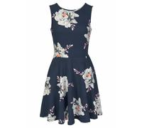 Jerseykleid BEACHTIME "mit Blumenprint, Minikleid, Druckkleid, taillierte Form", Damen, Gr. 40, N-Gr, blau (blau, geblümt), Jersey, Obermaterial: 95% Baumwolle, 5% Elasthan, bedruckt, figurbetont ca. 