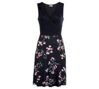 Strandkleid BEACHTIME, Damen, Gr. 34, N-Gr, blau (marine, geblümt, bedruckt), Jersey, Obermaterial: 95% Viskose, 5% Elasthan, modisch, figurumspielend knieumspielend, V-Ausschnitt, ohne Ärmel, Kleider
