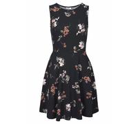 Jerseykleid BEACHTIME BY LASCANA "mit Blumenprint, Minikleid, Druckkleid, taillierte Form", Damen, Gr. 42, N-Gr, schwarz (schwarz, geblümt), Jersey, Obermaterial: 95% Baumwolle, 5% Elasthan, figurbeto