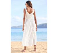 Maxikleid BEACHTIME BY LASCANA, Damen, Gr. 34, N-Gr, weiß, Web, Obermaterial: 100% Baumwolle. Futter: 100% Baumwolle, figurumspielend knöchellang, V-Ausschnitt, Kleider Maxikleid, aus gewebter Baumwol