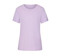 T-Shirt BEACHTIME BY LASCANA "mit modischem Schlitz am Saum", Damen, Gr. 32/34, lila (flieder), Single Jersey, Obermaterial: 100% Baumwolle, unifarben, Basic, figurumspielend, Rundhals, Shirts T-Shirt