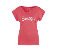 T-Shirt BEACHTIME "mit Frontdruck "Smile"" Gr. 40/42, orange (koralle), Damen, Obermaterial: 100% Baumwolle, bedruckt, Shirts, aus weicher Baumwoll-Qualität (70616051-40) koralle