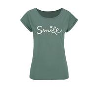 T-Shirt BEACHTIME "mit Frontdruck "Smile"", Damen, Gr. 44/46, grün (mint), Obermaterial: 100% Baumwolle, bedruckt, modisch, bequem normal, Rundhals, Shirts, aus weicher Baumwoll-Qualität (84145542-44)