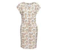 Jerseykleid BEACHTIME, Damen, Gr. 42, N-Gr, beige (beige, creme, bedruckt), Jersey, Obermaterial: 65% Baumwolle, 35% Polyester, bedruckt, geblümt, casual, figurumspielend kniefrei, Rundhals, Kurzarm,