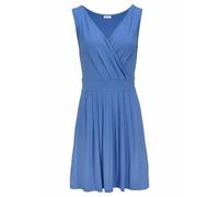 Jerseykleid BEACHTIME, Damen, Gr. 34, N-Gr, blau, Jersey, Obermaterial: 95% Viskose, 5% Elasthan, unifarben, figurumspielend kniefrei, tiefer V-Ausschnitt, Kleider Jerseykleid, mit tiefem V-Ausschnitt