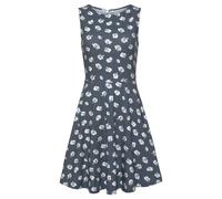 Jerseykleid BEACHTIME "mit Blumendruck, Sommerkleid aus elastischer Baumwolle", Damen, Gr. 40, N-Gr, blau (graublau, bedruckt), Jersey, Obermaterial: 95% Baumwolle, 5% Elasthan, bedruckt, figurumspiel
