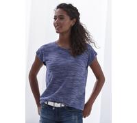 Kurzarmshirt BEACHTIME "mit Struktureffekt" Gr. 32/34, blau (blau-meliert, grau-meliert) Damen Shirts (554084-32) blau-meliert, grau-meliert