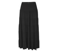 Maxirock BEACHTIME, Damen, Gr. 44/46, schwarz, Jersey, Obermaterial: 95% Viskose, 5% Elasthan, unifarben, figurumspielend bodenlang, Röcke Volantrock, mit Volants, elastischer Jerseyrock, Strandrock (