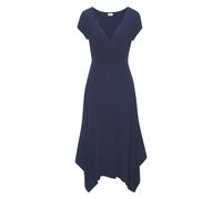 Sommerkleid BEACHTIME, Damen, Gr. 44, N-Gr, blau (marine), Jersey, Obermaterial: 95% Viskose, 5% Elasthan, unifarben, feminin, figurbetont ca. Mitte Wade, V-Ausschnitt, Kurzarm, Kleider, mit Zipfelsau
