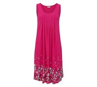 Strandkleid BEACHTIME, Damen, Gr. 46, N-Gr, pink (beere), Jersey, Obermaterial: 100% Viskose, bedruckt, figurumspielend kniefrei, Rundhals, Kleider Strandkleid, mit Blumenprint, Minikleid, Sommerkleid