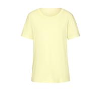 T-Shirt BEACHTIME "mit modischem Schlitz am Saum", Damen, Gr. 40/42, gelb, Single Jersey, Obermaterial: 100% Baumwolle, unifarben, Basic, figurumspielend, Rundhals, Kurzarm, Shirts, aus hochwertiger B