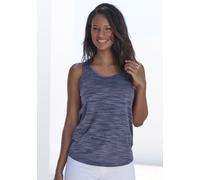 Tanktop BEACHTIME "mit Struktureffekt", Damen, Gr. 40/42, blau (blau, meliert, grau, meliert), Obermaterial: 85% Polyester, 15% Viskose, meliert, bequem hüftlang, Rundhals, Tops Tanktop, aus pflegelei