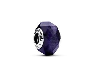 Bead - Sterlingsilber - Facettiertes Glas Blau