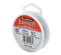 Beadalon Elasticity Stretch Cord 1.0mm Silver 25m (82 ft) Perlenschnur, Satin-Silberfarben, 1 mm, 25