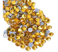 Beadsland Hotfix Strasssteine,288 Stück Flache Rückseite Goldene Kristall Strasssteine für textilien Kleidung Basteln Dekoration,Topas,SS30,6.3-6.5mm