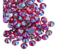 Beadsland Hotfix Strasssteine, 2880 Stück Flache Rückseite Kristall Strasssteine zum Basteln Kleidung Basteln Dekoration, Helles Rot AB, SS6, 1,9-2,1mm