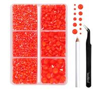 BEADSLAND Hotfix Strasssteine,4000 PCS Orange Strasssteine für Kleidung Kunsthandwerk gemischt 6 Größen mit Wachsstift und Pinzette Kit, SS6-SS30, Neon Orange