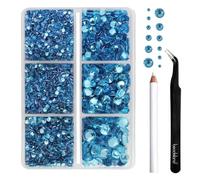 Beadsland Hotfix Strasssteine Set,Aquamarin,6 Größen gemischt,4000 Stk