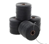 BeadSmith Super-Lon Schnur - Größe #18 Gedrehtes Nylon - Schwarz / 70 m