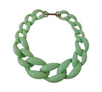 BEALIFE Damen Halskette im Vintage Stil, klobige Acryl Gliederkette, Statement Schmuck, modisches Statement, handgefertigt, kubanischer Kettenkragen, Hellgrün