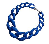 BEALIFE Damen Halskette im Vintage Stil, klobige Acryl Gliederkette, Statement Schmuck, modisches Statement, handgefertigt, kubanischer Kettenkragen, Königsblau