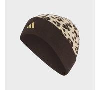 Beanie ADIDAS SPORTSWEAR "LEO GRAFIK BEANIE", Damen, braun (crystal linen, schwarz braun, gold metallic), Obermaterial: 96% Polyacryl, 3% Polyamid, 1% Elasthan, Mützen Beanie, sportliche Beanie, mit L