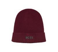 Beanie BOSS GREEN "Asic Beanie", Herren, rot (schwarz pink 654), Rippstrick, Baumwollmischung, unifarben, Mützen Beanie, aus Rippenstrick (94783652-0) schwarz pink 654