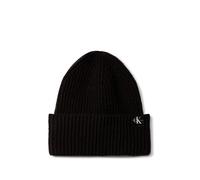 Beanie CALVIN KLEIN JEANS, Jungen, Gr. S/M, schwarz, Grobstrick, Kunstfaser, unifarben, Mützen Beanie, mit Monogramm-Label (74044239-S) schwarz