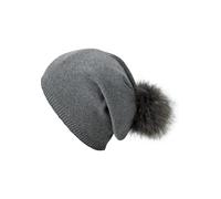 Beanie CAPELLI NEW YORK, Damen, grau (dunkelgrau), Feinstrick, Materialmix, unifarben, Mützen Beanie, mit Metall-Logo an der Krempe (69464404-0) dunkelgrau