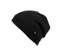 Beanie CAPELLI NEW YORK, Damen, schwarz, Strick, Materialmix, unifarben, Mützen Beanie, Metall-Logo, gerafft, Feinstrick (12660833-0) schwarz