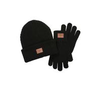Beanie CHIEMSEE "Beanie + Glove Set", Herren, Gr. L/XL, schwarz (schwarz beauty), Obermaterial: 45% Baumwolle, 45% Polyacryl, 10% Elasthan, Mützen Beanie (82231705-L) schwarz beauty
