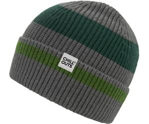 Beanie CHILLOUTS "Bastian Hat", Herren, grau (dunkelgrau), Materialmix, gestreift, Mützen Beanie, mit sportlichem Streifen-Design, Logo-Label (64708104-0) dunkelgrau