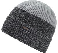 Beanie CHILLOUTS "Felix Hat", Herren, grau (dunkelgrau), Rippstrick, Baumwollmischung, mehrfarbig, meliert, unifarben, Mützen Beanie, in Two-Tone Optik mit Umschlag (50749618-0) dunkelgrau