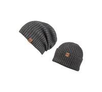Beanie CHILLOUTS "Justin Hat", Herren, grau (dunkelgrau), Strick, Kunstfaser, unifarben, Mützen Beanie, mit Chillouts-Logo am Saum (79895147-0) dunkelgrau