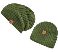 Beanie CHILLOUTS "Justin Hat", Herren, grün (olive), Strick, Kunstfaser, unifarben, Mützen Beanie, mit Chillouts-Logo am Saum (31570336-0) olive