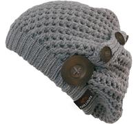 Beanie CHILLOUTS "Nelly Hat", Damen, grau, Obermaterial: 100% Polyacryl, Mützen Beanie, mit modernem Strickmuster und Zierknöpfen (99651265-0) grau