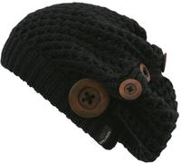 Beanie CHILLOUTS "Nelly Hat", Damen, schwarz, Obermaterial: 100% Polyester, Mützen Beanie, mit modernem Strickmuster und Zierknöpfen (78961533-0) schwarz