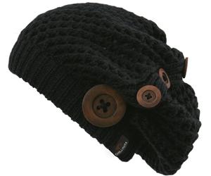 Beanie CHILLOUTS "Nelly Hat", Damen, schwarz, Obermaterial: 100% Polyester, Mützen Beanie, mit modernem Strickmuster und Zierknöpfen (78961533-0) schwarz