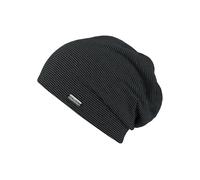 Beanie CHILLOUTS "Pittsburgh Hat", Damen, grau (dunkelgrau, schwarz), Feinstrick, Baumwollmischung, gestreift, Mützen Beanie, gestreifte Longbeanie aus Baumwolle (48972254-0) dunkelgrau, schwarz